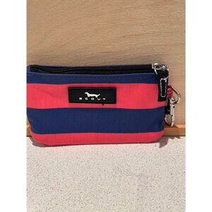 Scout ID Case Wallet Red Navy Blue Striped Keychain Pouch Zip Top Mini Bag